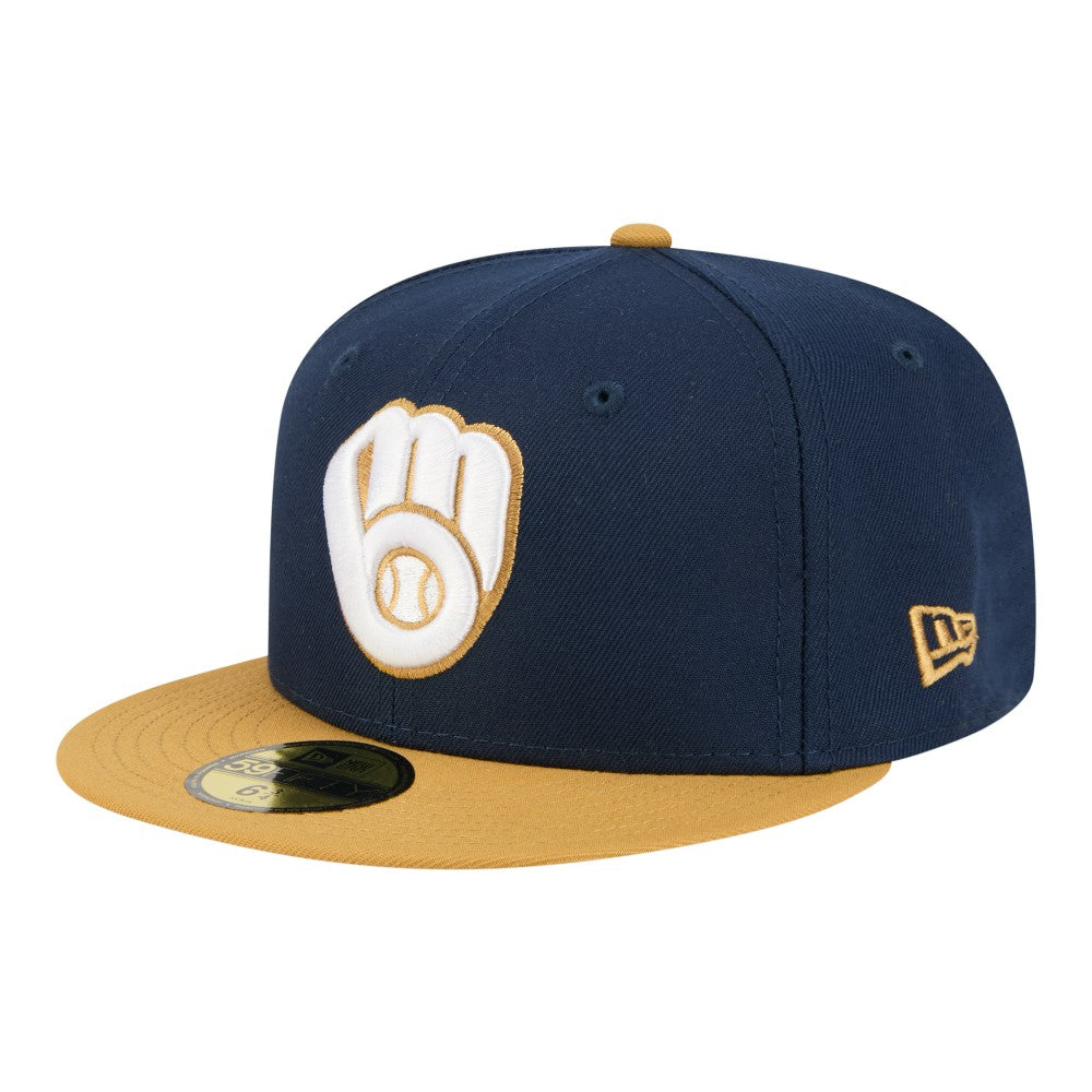 Milwaukee Brewers Two-Tone Color Pack 59FIFTY Fitted Hat - Navy/Khaki | New Era