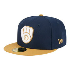 Milwaukee Brewers Two-Tone Color Pack 59FIFTY Fitted Hat - Navy/Khaki | New Era