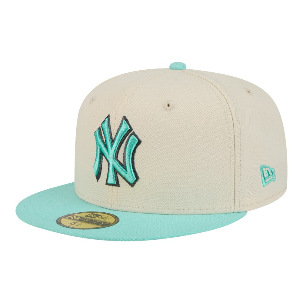 New York Yankees Two-Tone Color Pack 59FIFTY Fitted Hat - Light Beige/Turquoise | New Era
