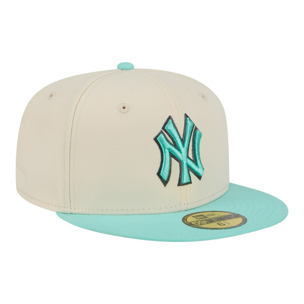 New York Yankees Two-Tone Color Pack 59FIFTY Fitted Hat - Light Beige/Turquoise | New Era