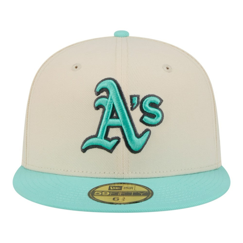 Athletics Two-Tone Color Pack 59FIFTY Fitted Hat - Light Beige/Turquoise | New Era