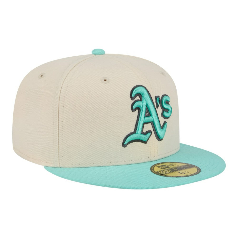 Athletics Two-Tone Color Pack 59FIFTY Fitted Hat - Light Beige/Turquoise | New Era