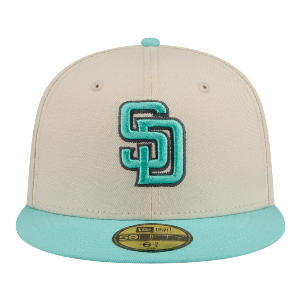 San Diego Padres Two-Tone Color Pack 59FIFTY Fitted Hat - Light Beige/Turquoise | New Era