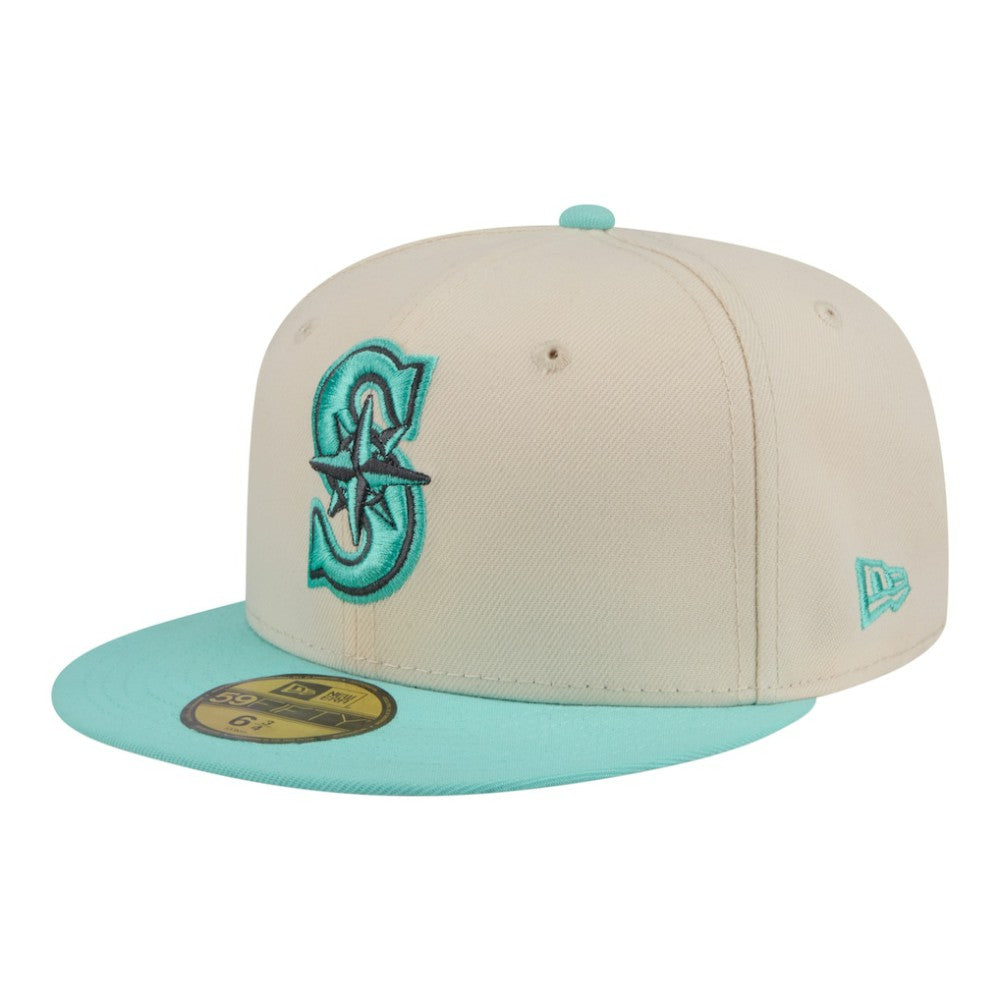 Seattle Mariners Two-Tone Color Pack 59FIFTY Fitted Hat - Light Beige/Turquoise | New Era