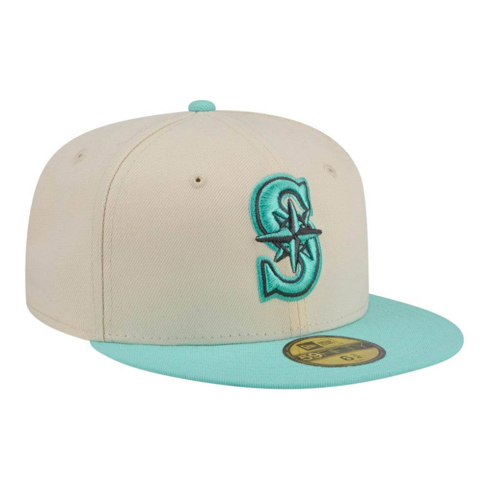 Seattle Mariners Two-Tone Color Pack 59FIFTY Fitted Hat - Light Beige/Turquoise | New Era