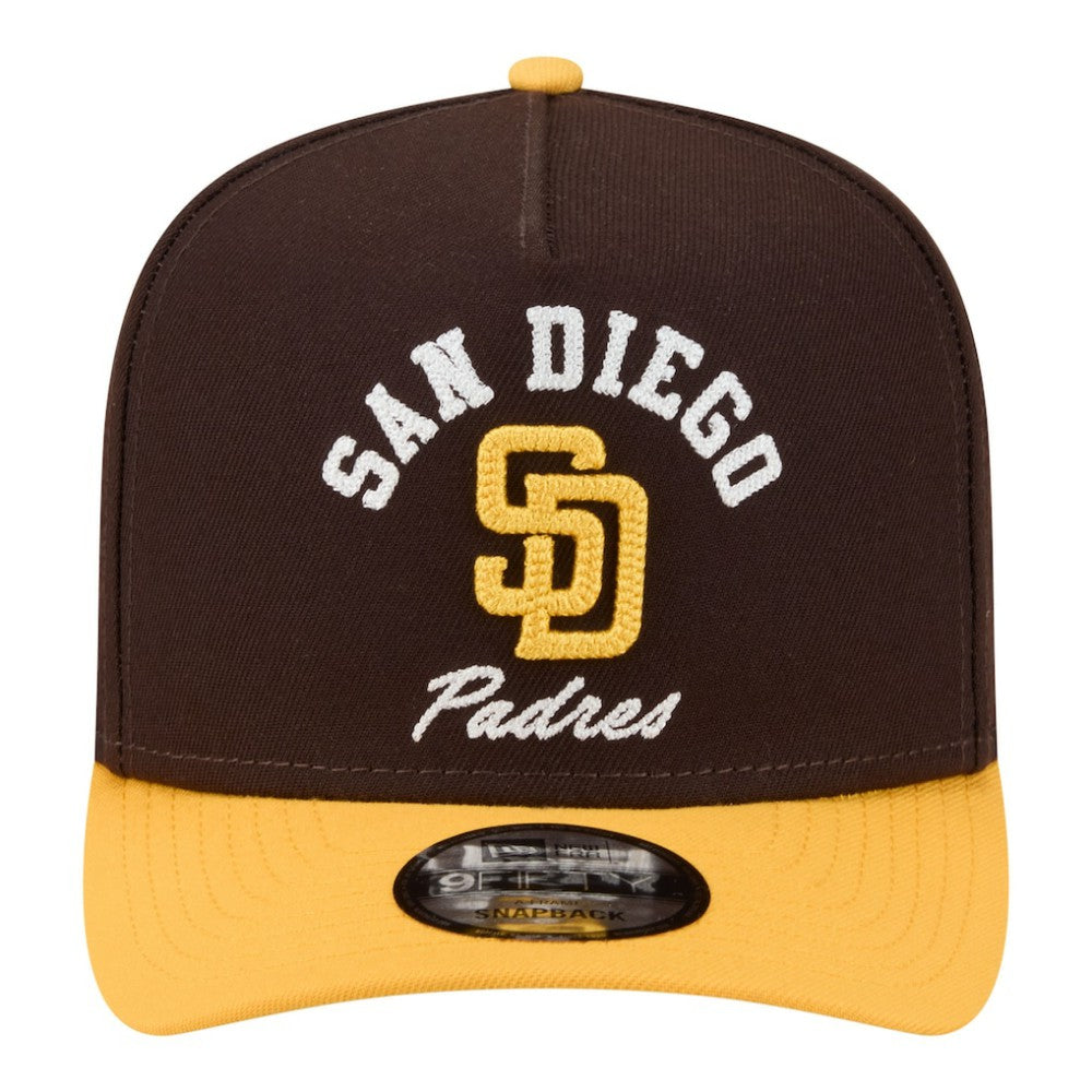 San Diego Padres Arched A-Frame 9FIFTY Adjustable Hat - Brown/Gold | New Era