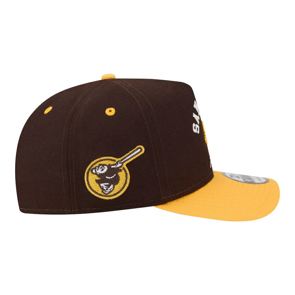 San Diego Padres Arched A-Frame 9FIFTY Adjustable Hat - Brown/Gold | New Era