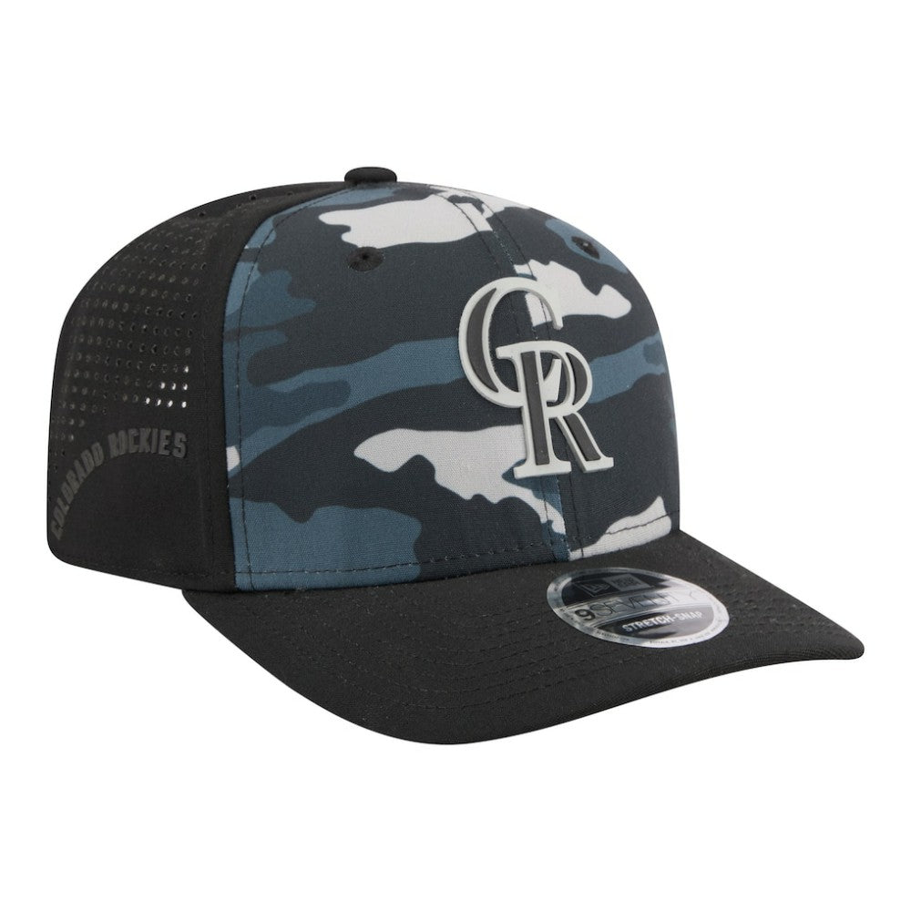 Colorado Rockies Tonal Camo 9SEVENTY Stretch-Snap Hat - Black | New Era