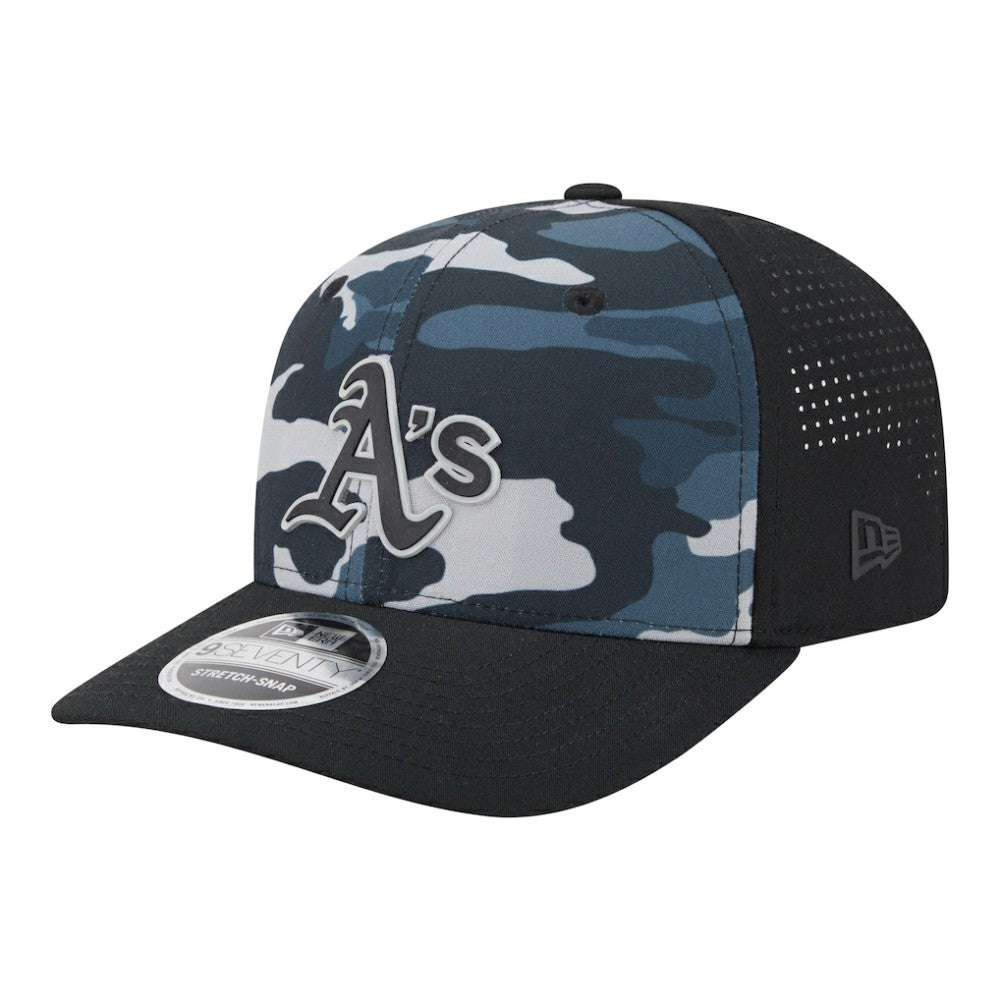 Athletics Tonal Camo 9SEVENTY Stretch-Snap Hat - Black | New Era