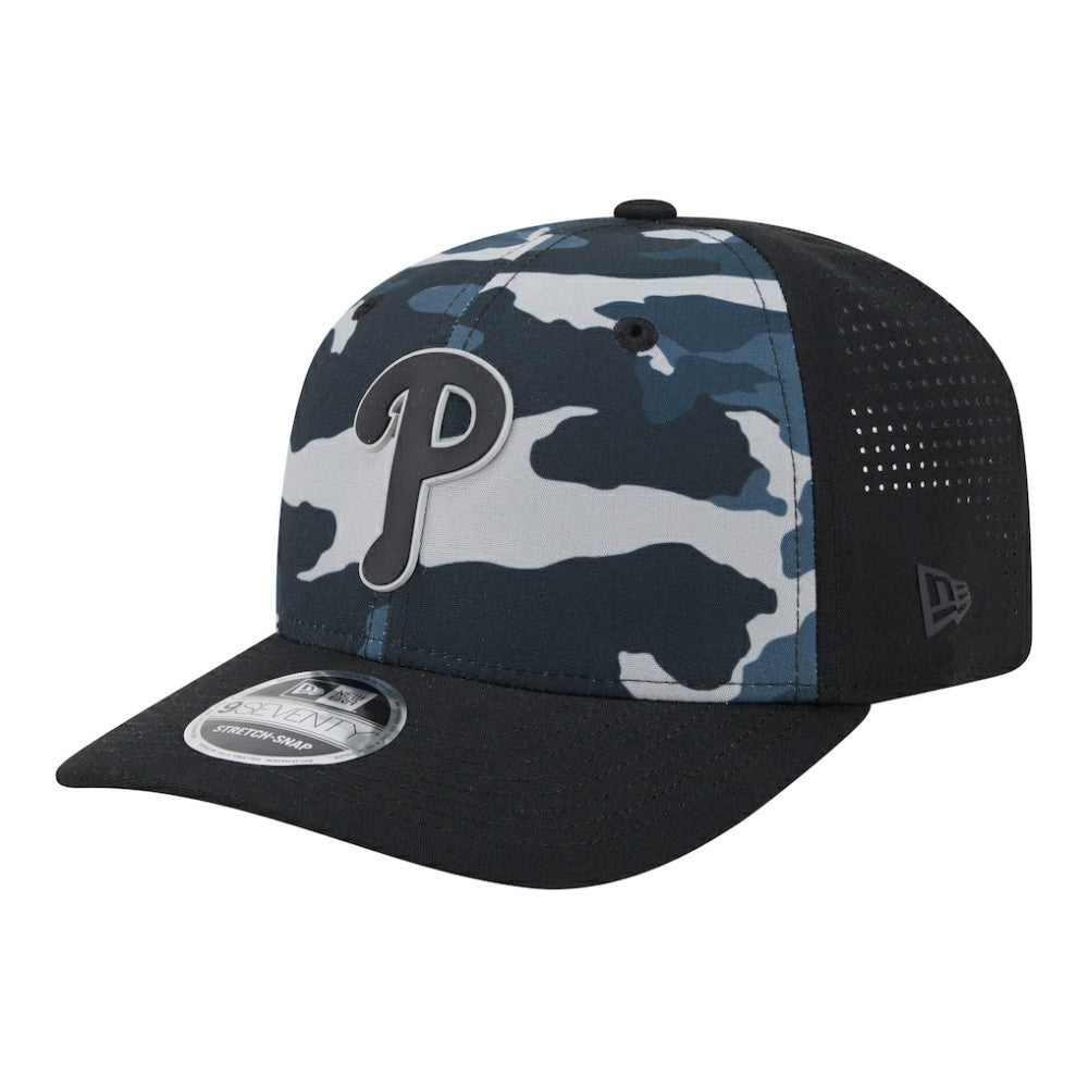 Philadelphia Phillies Tonal Camo 9SEVENTY Stretch-Snap Hat - Black | New Era