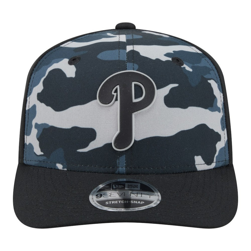 Philadelphia Phillies Tonal Camo 9SEVENTY Stretch-Snap Hat - Black | New Era