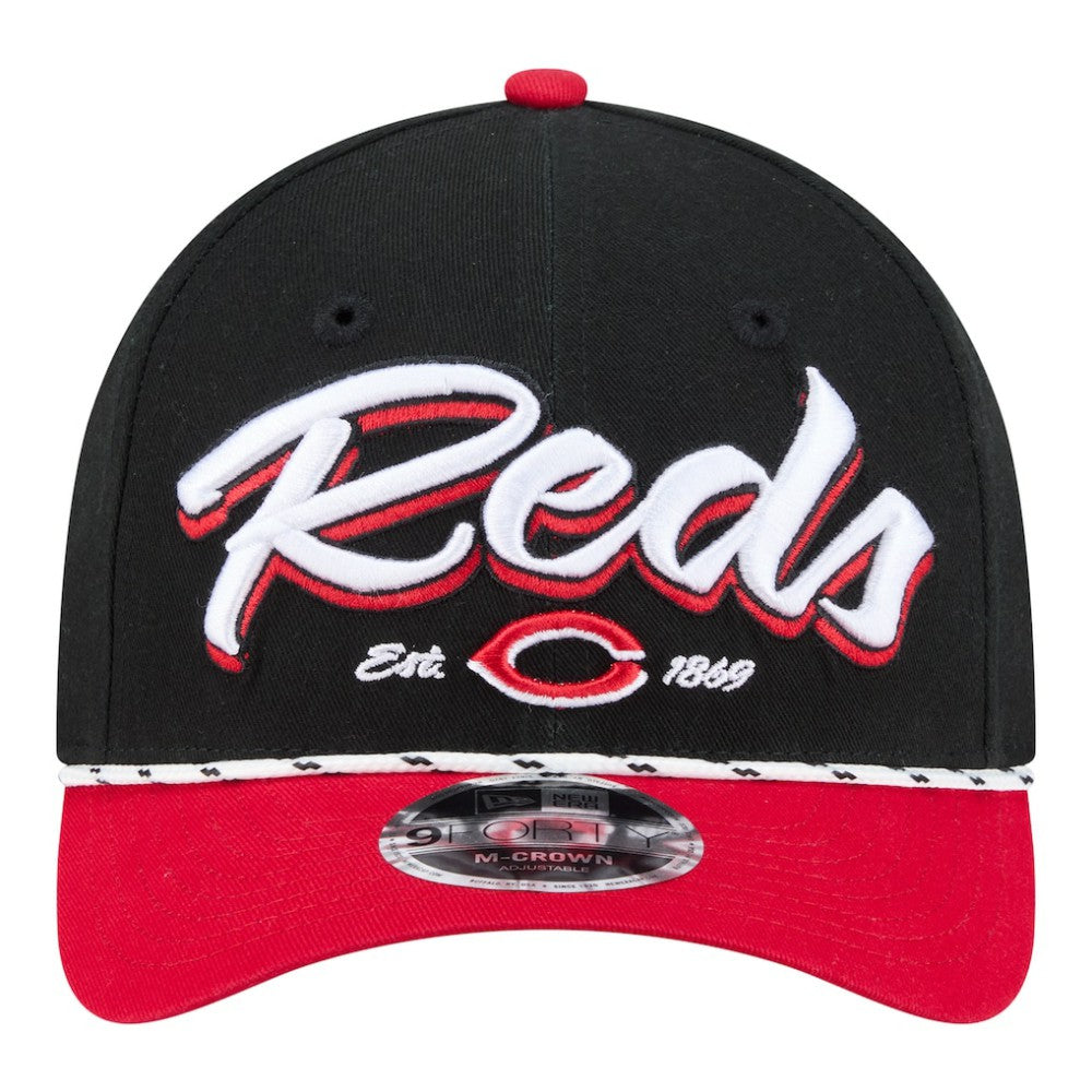 Cincinnati Reds Team Loyal 9FORTY M-Crown Adjustable Hat - Black/Red | New Era