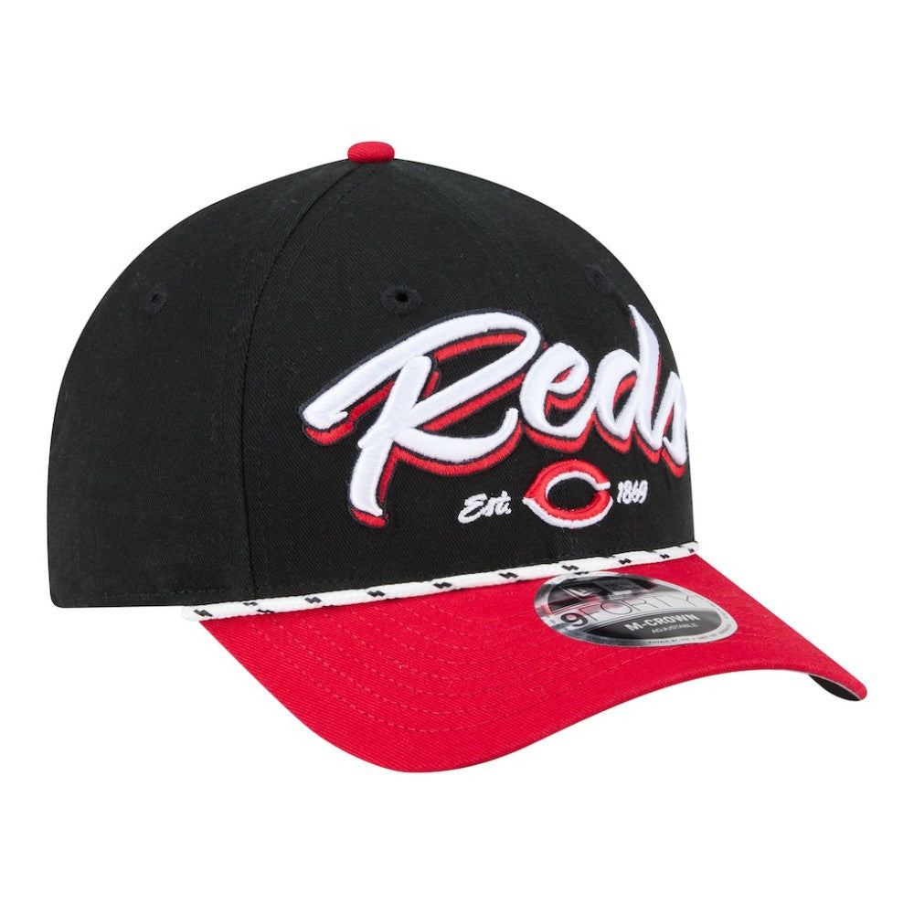 Cincinnati Reds Team Loyal 9FORTY M-Crown Adjustable Hat - Black/Red | New Era