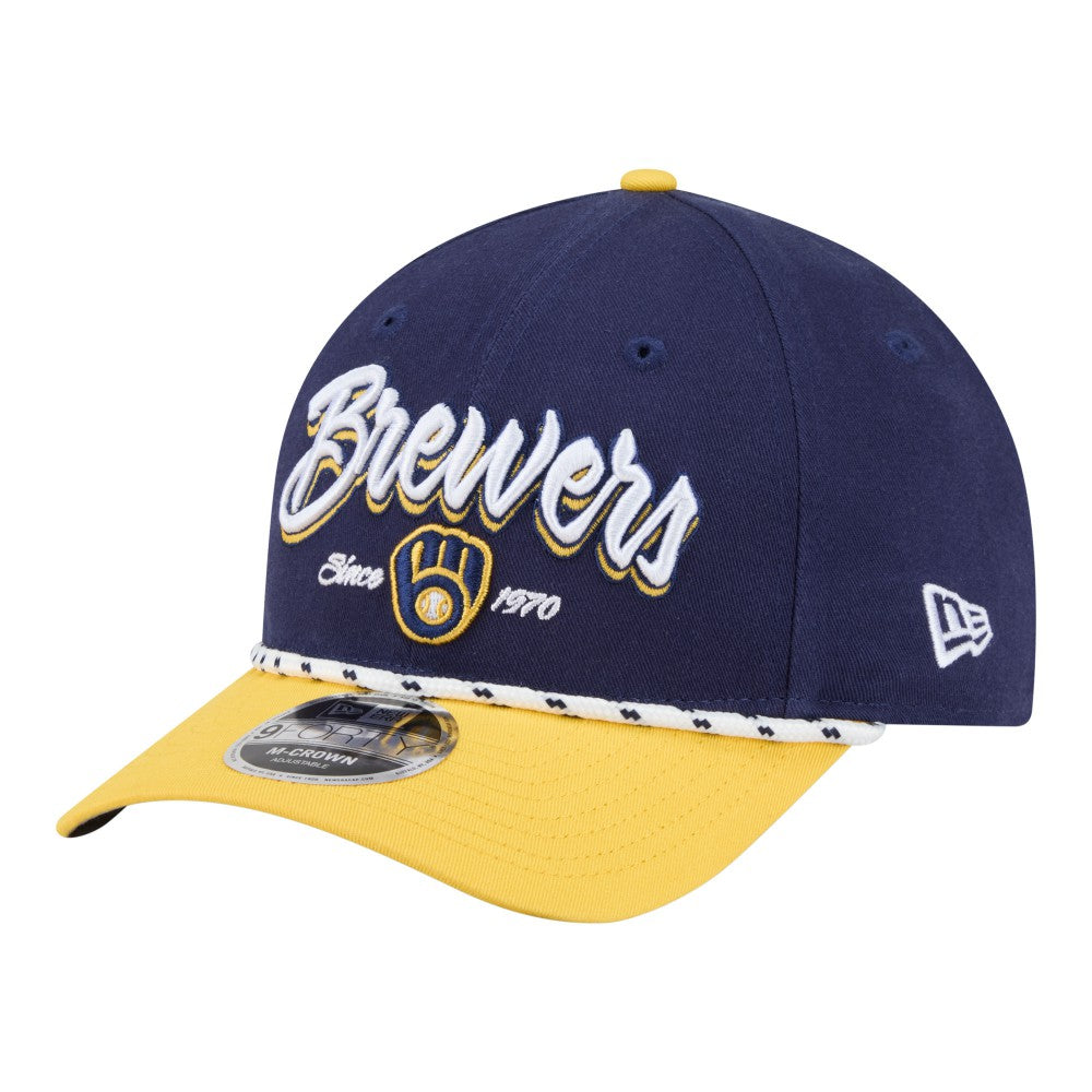 Milwaukee Brewers Team Loyal 9FORTY M-Crown Adjustable Hat - Navy/Gold | New Era