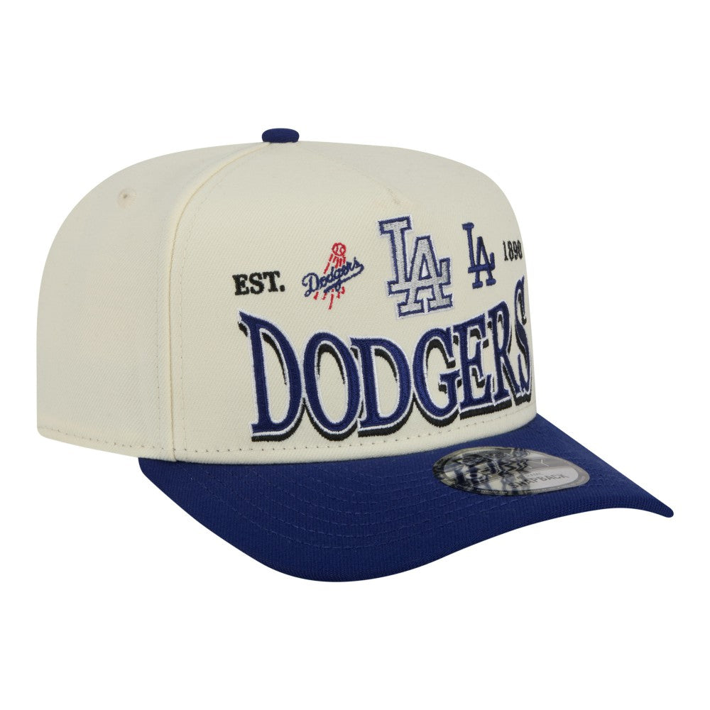 Los Angeles Dodgers Throwback Tri-Hit A-Frame 9FIFTY Adjustable Hat - Cream | New Era