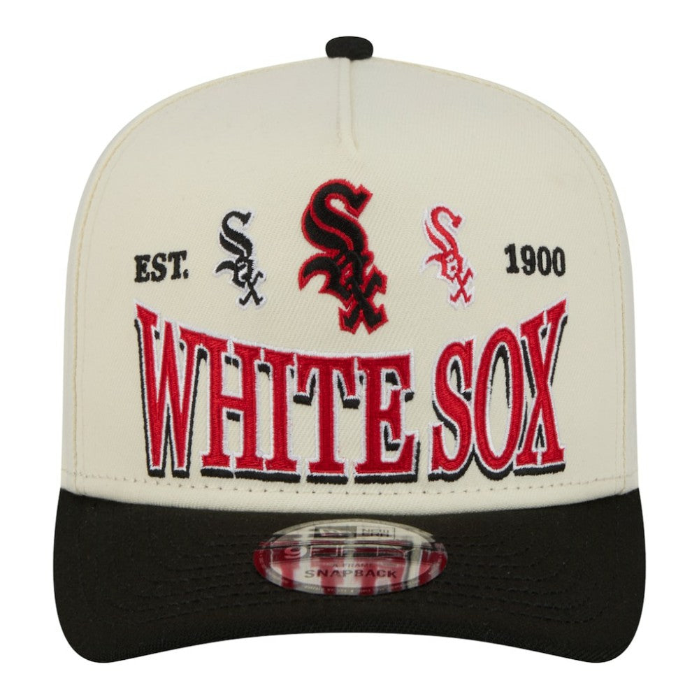 Chicago White Sox Throwback Tri-Hit A-Frame 9FIFTY Adjustable Hat - Cream | New Era