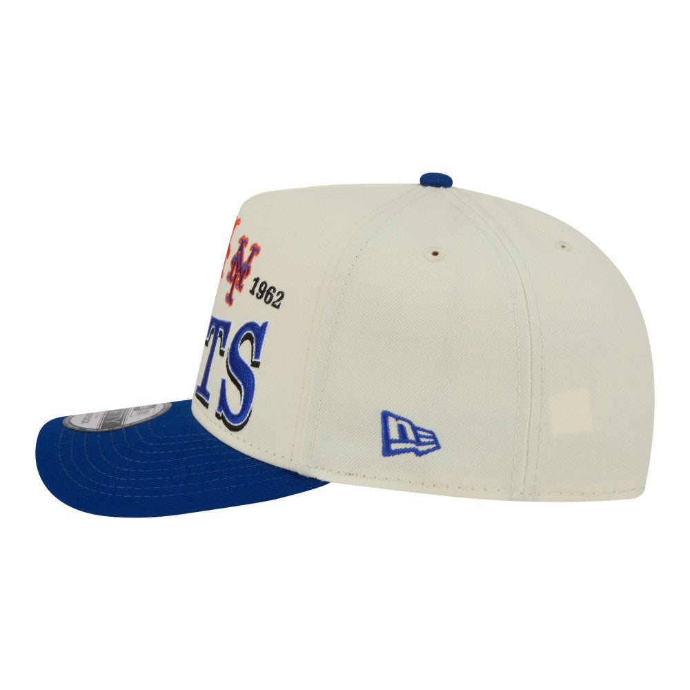 New York Mets Throwback Tri-Hit A-Frame 9FIFTY Adjustable Hat - Cream | New Era