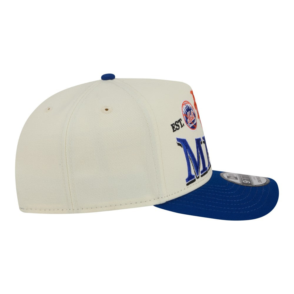 New York Mets Throwback Tri-Hit A-Frame 9FIFTY Adjustable Hat - Cream | New Era