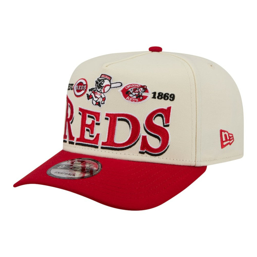 Cincinnati Reds Throwback Tri-Hit A-Frame 9FIFTY Adjustable Hat - Cream | New Era