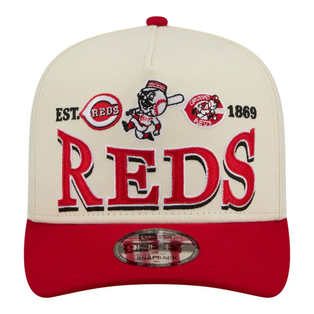 Cincinnati Reds Throwback Tri-Hit A-Frame 9FIFTY Adjustable Hat - Cream | New Era