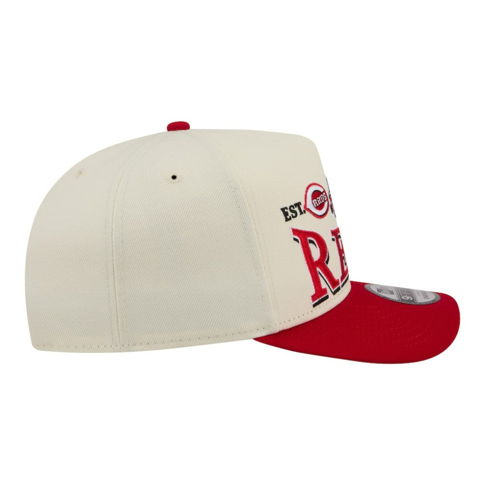 Cincinnati Reds Throwback Tri-Hit A-Frame 9FIFTY Adjustable Hat - Cream | New Era