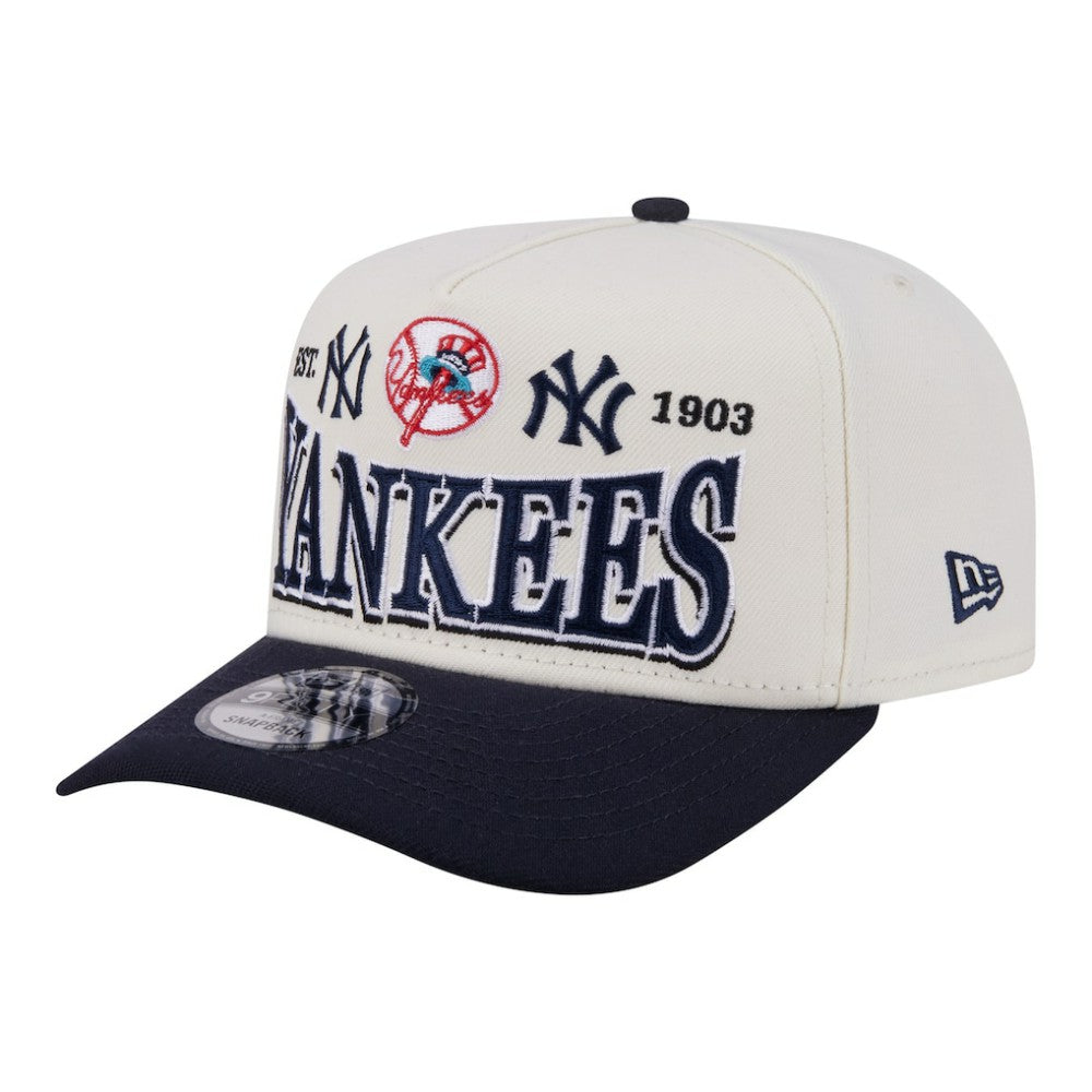 New York Yankees Throwback Tri-Hit A-Frame 9FIFTY Adjustable Hat - Cream | New Era