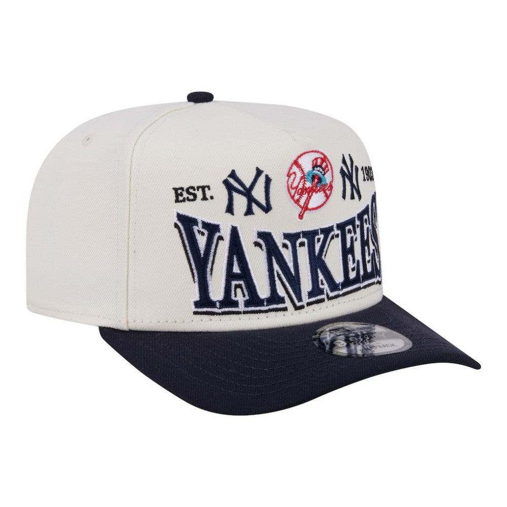New York Yankees Throwback Tri-Hit A-Frame 9FIFTY Adjustable Hat - Cream | New Era