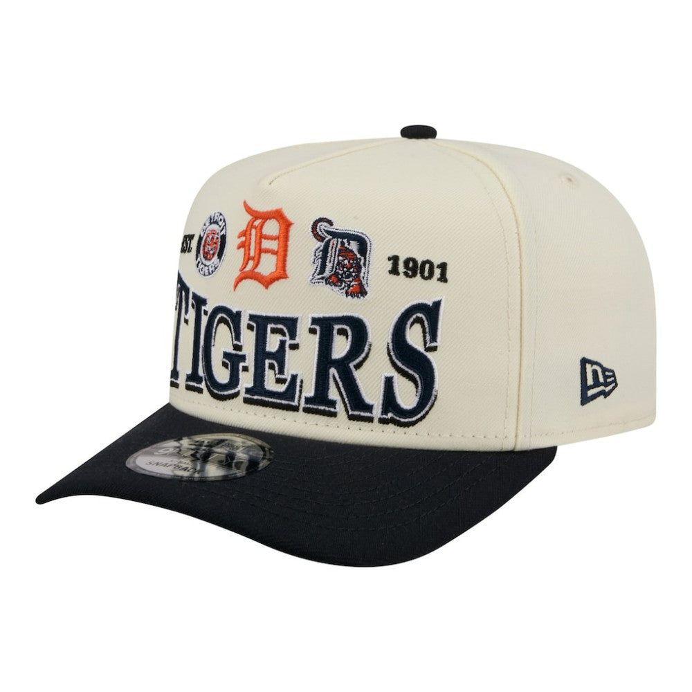 Detroit Tigers Throwback Tri-Hit A-Frame 9FIFTY Adjustable Hat - Cream | New Era