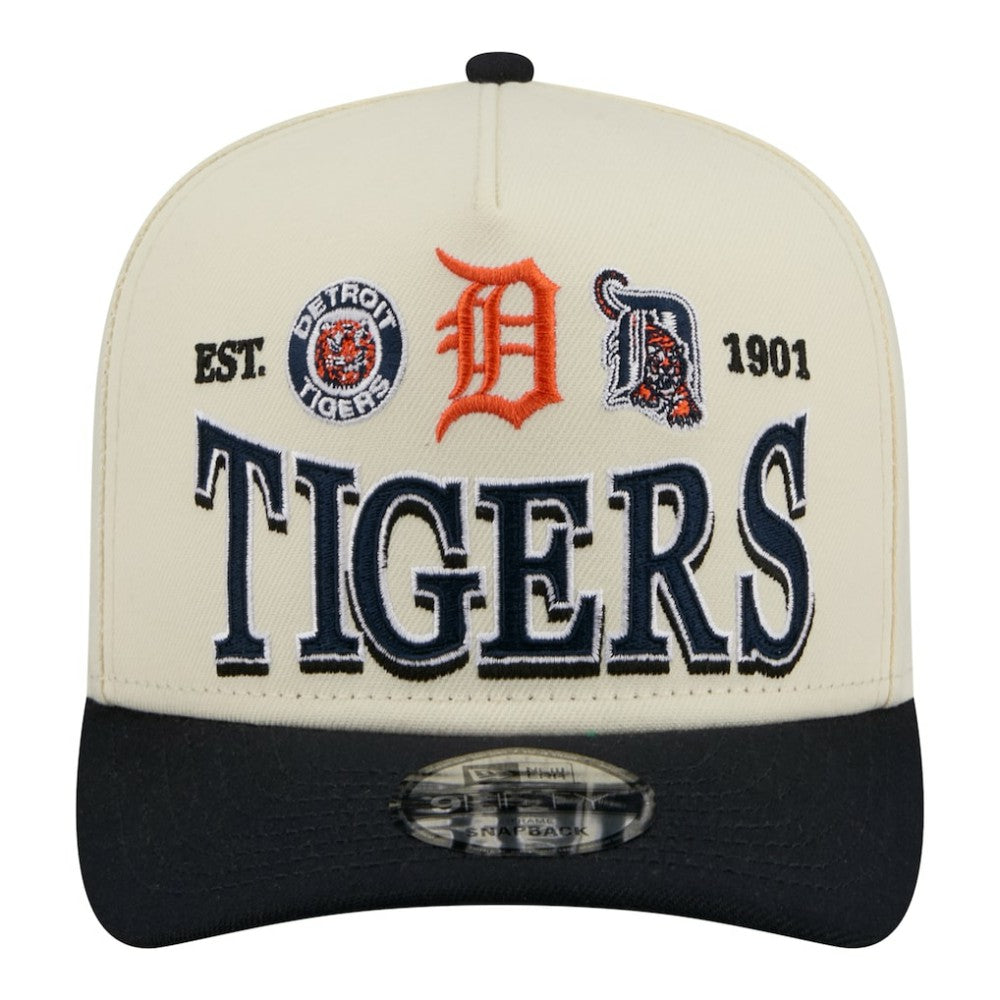 Detroit Tigers Throwback Tri-Hit A-Frame 9FIFTY Adjustable Hat - Cream | New Era
