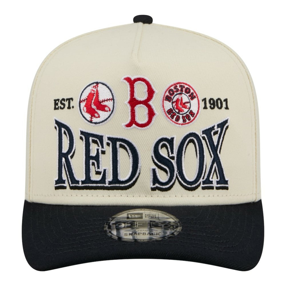 Boston Red Sox Throwback Tri-Hit A-Frame 9FIFTY Adjustable Hat - Cream | New Era