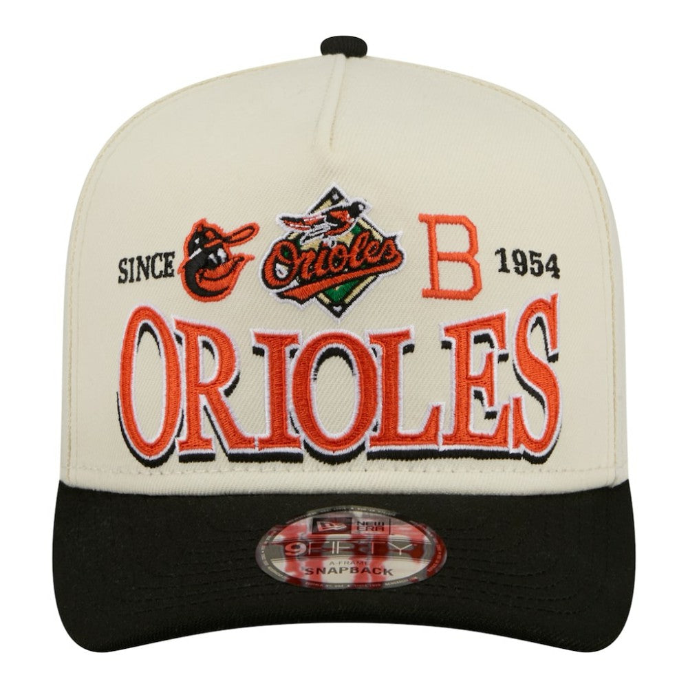 Baltimore Orioles Throwback Tri-Hit A-Frame 9FIFTY Adjustable Hat - Cream | New Era