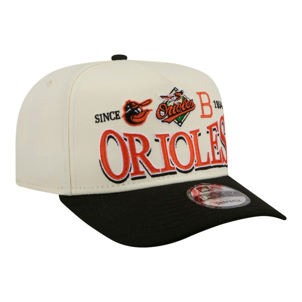 Baltimore Orioles Throwback Tri-Hit A-Frame 9FIFTY Adjustable Hat - Cream | New Era