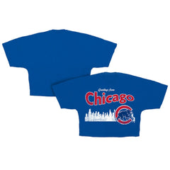 Chicago Cubs Women's Skyline Cropped T-Shirt - Royal