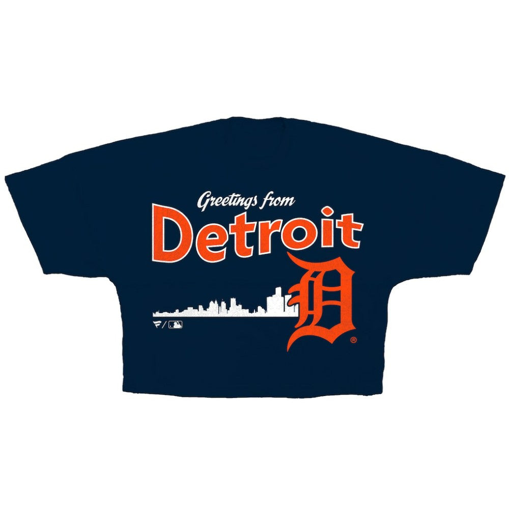 Detroit Tigers Women's Skyline Crop T-Shirt - Navy