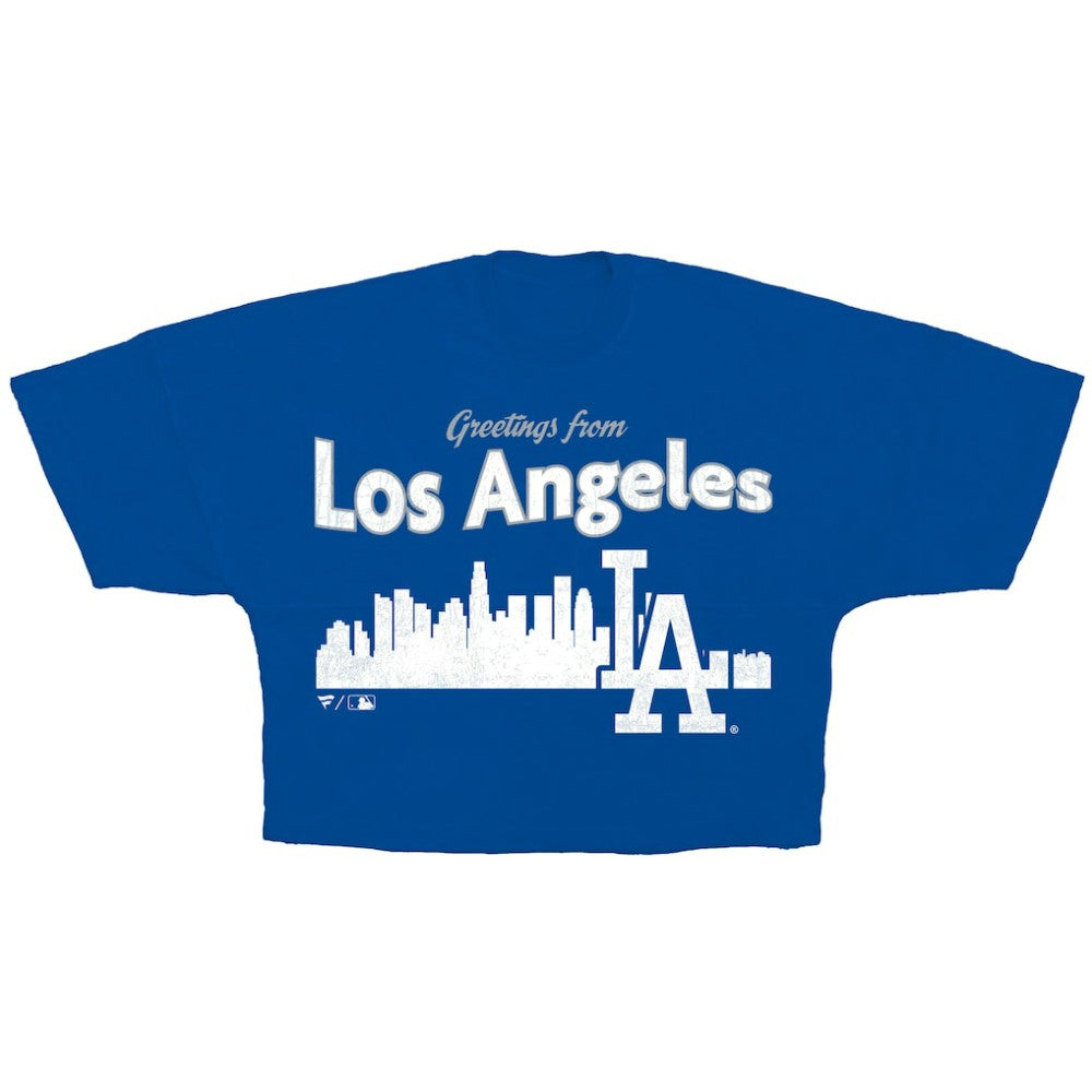 Los Angeles Dodgers Women's Skyline Crop T-Shirt - Royal