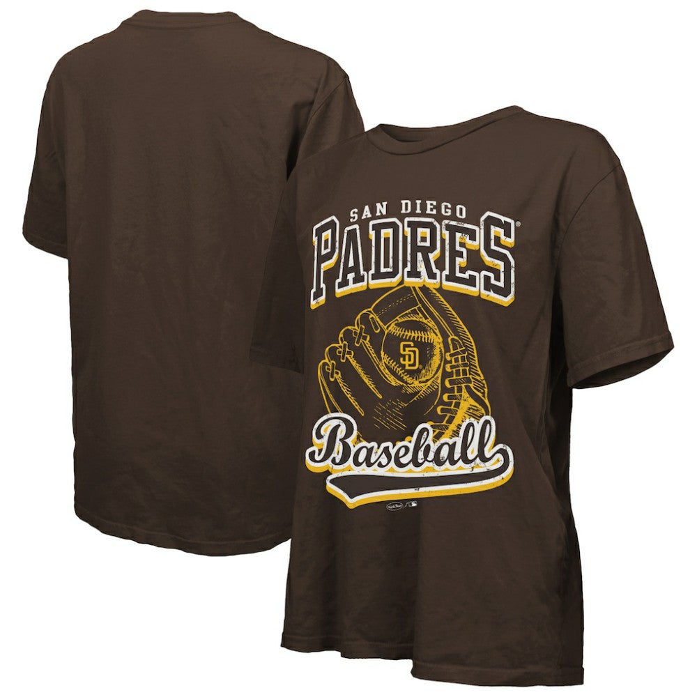 San Diego Padres Majestic Threads Women's Oversized First Base T-Shirt - Brown