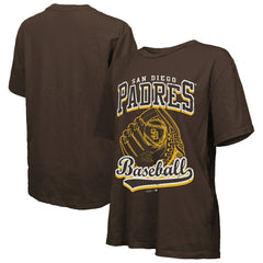San Diego Padres Majestic Threads Women's Oversized First Base T-Shirt - Brown