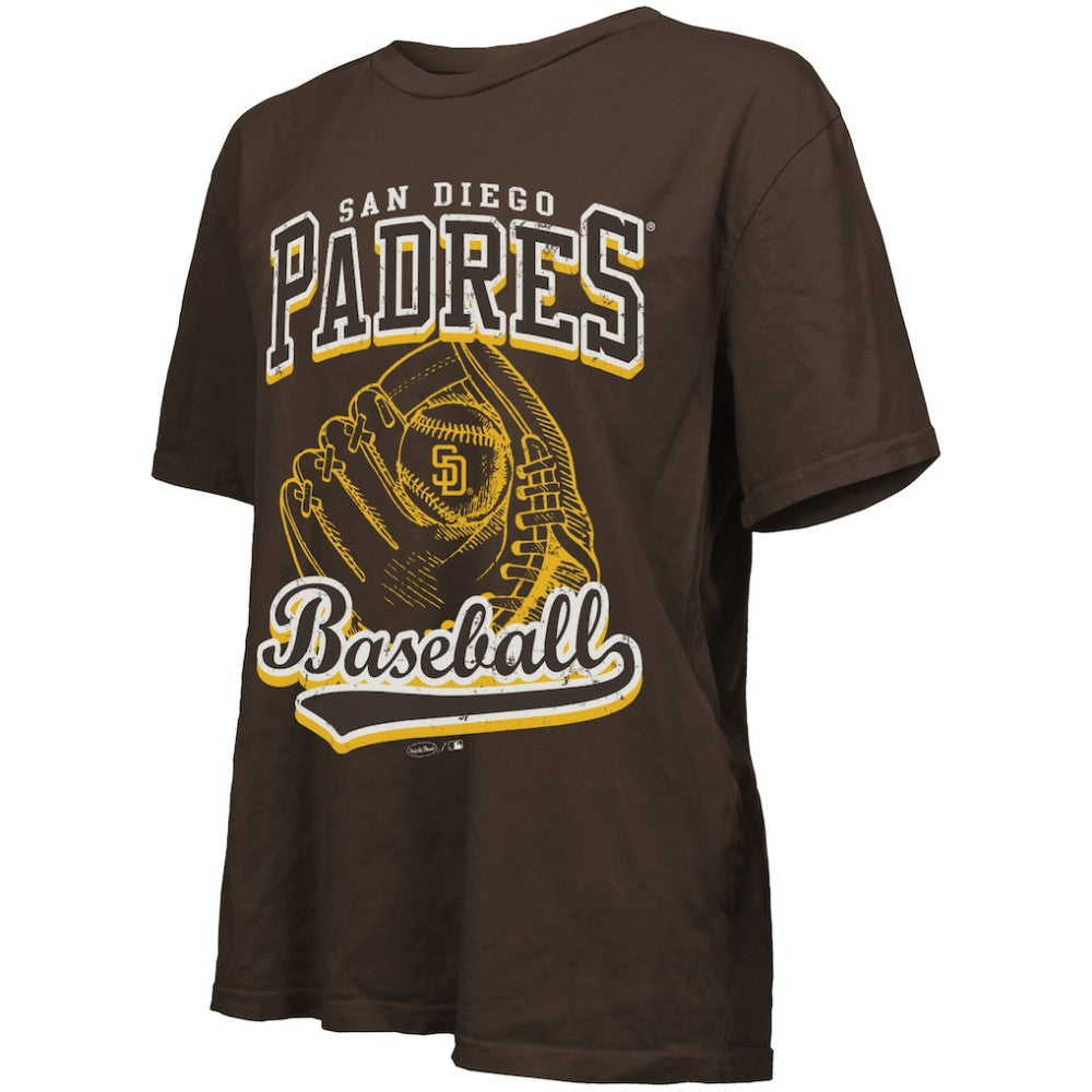 San Diego Padres Majestic Threads Women's Oversized First Base T-Shirt - Brown