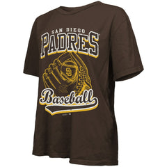 San Diego Padres Majestic Threads Women's Oversized First Base T-Shirt - Brown