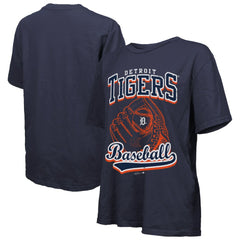 Detroit Tigers Majestic Threads Women's Oversized First Base T-Shirt - Navy