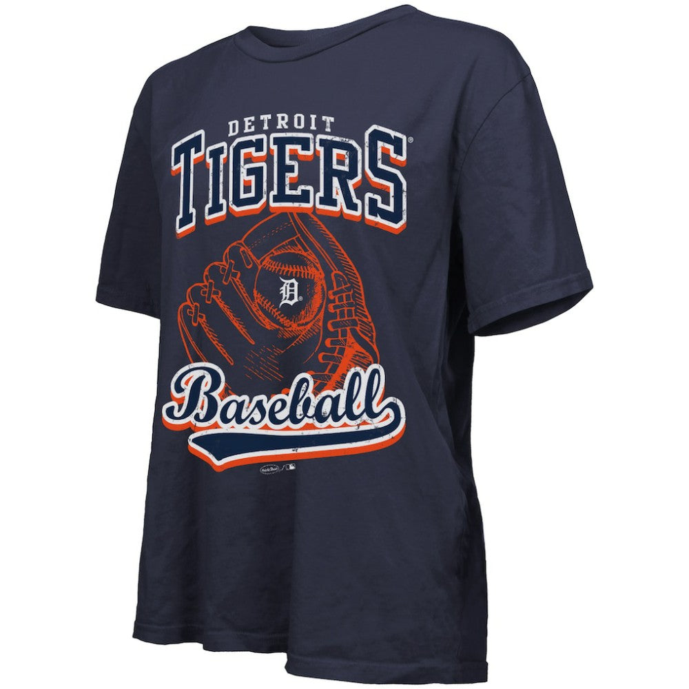 Detroit Tigers Majestic Threads Women's Oversized First Base T-Shirt - Navy