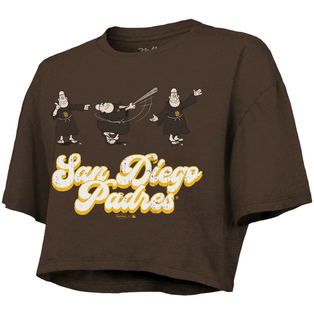 San Diego Padres Majestic Threads Women's Boxy Crop T-Shirt - Brown