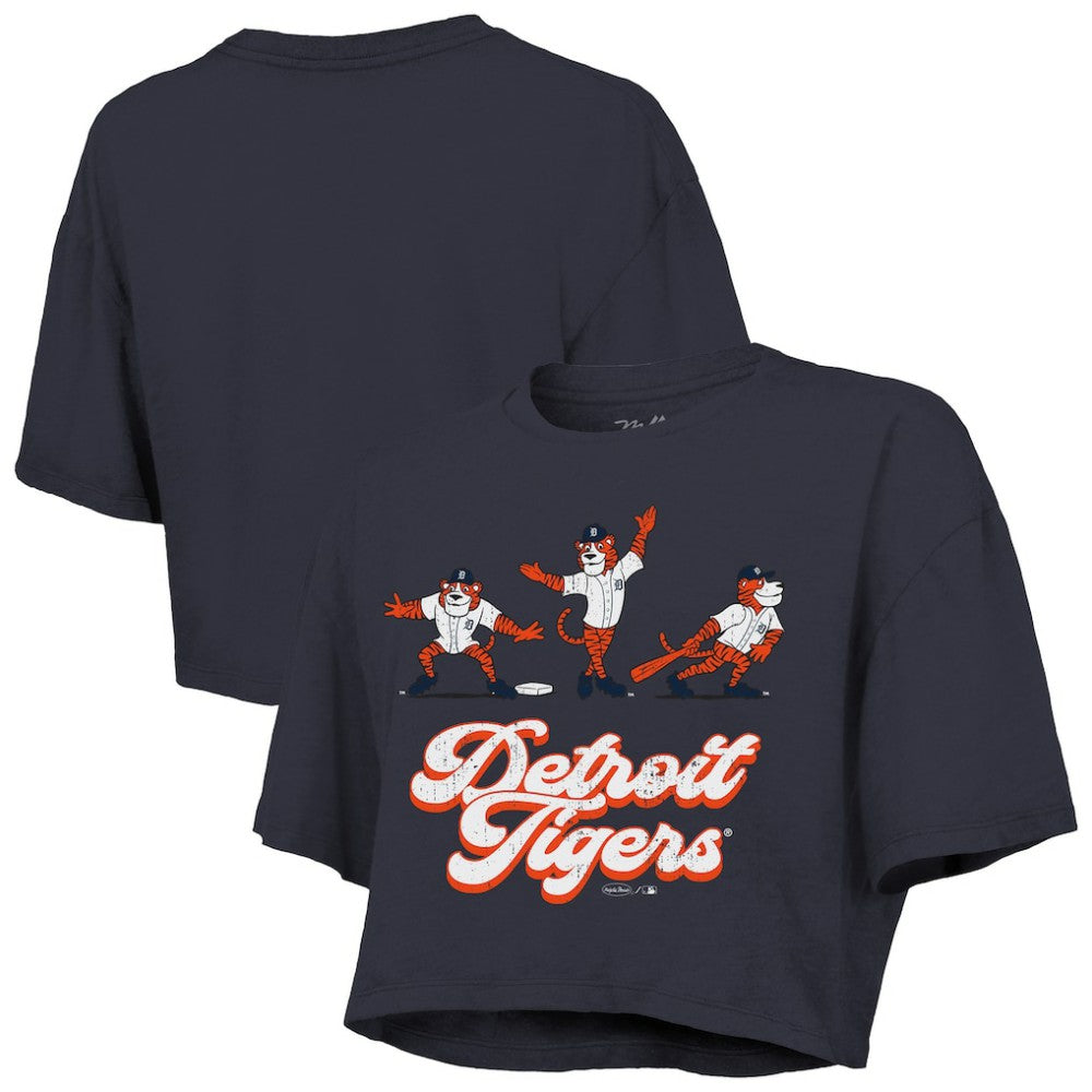 Detroit Tigers Majestic Threads Women's Boxy Crop T-Shirt - Navy