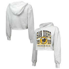 San Diego Padres Majestic Threads Women's Cropped Have A Field Day Tri-Blend Hoodie - White