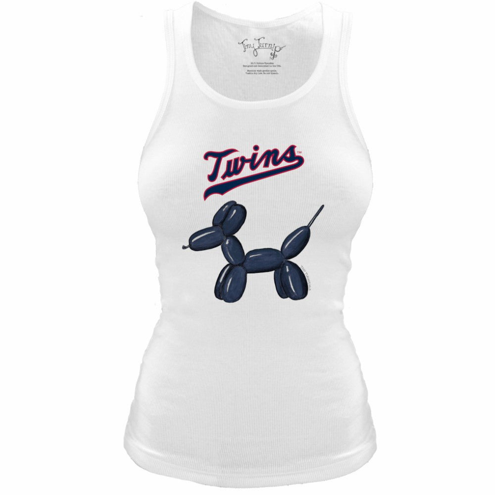 Minnesota Twins Tiny Turnip Women's Fitted Balloon Dog Tri-Blend Tank Top - White