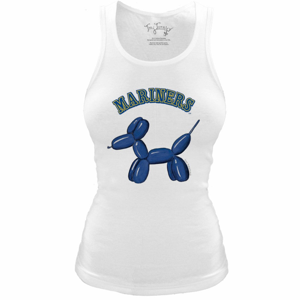 Seattle Mariners Tiny Turnip Women's Fitted Balloon Dog Tri-Blend Tank Top - White