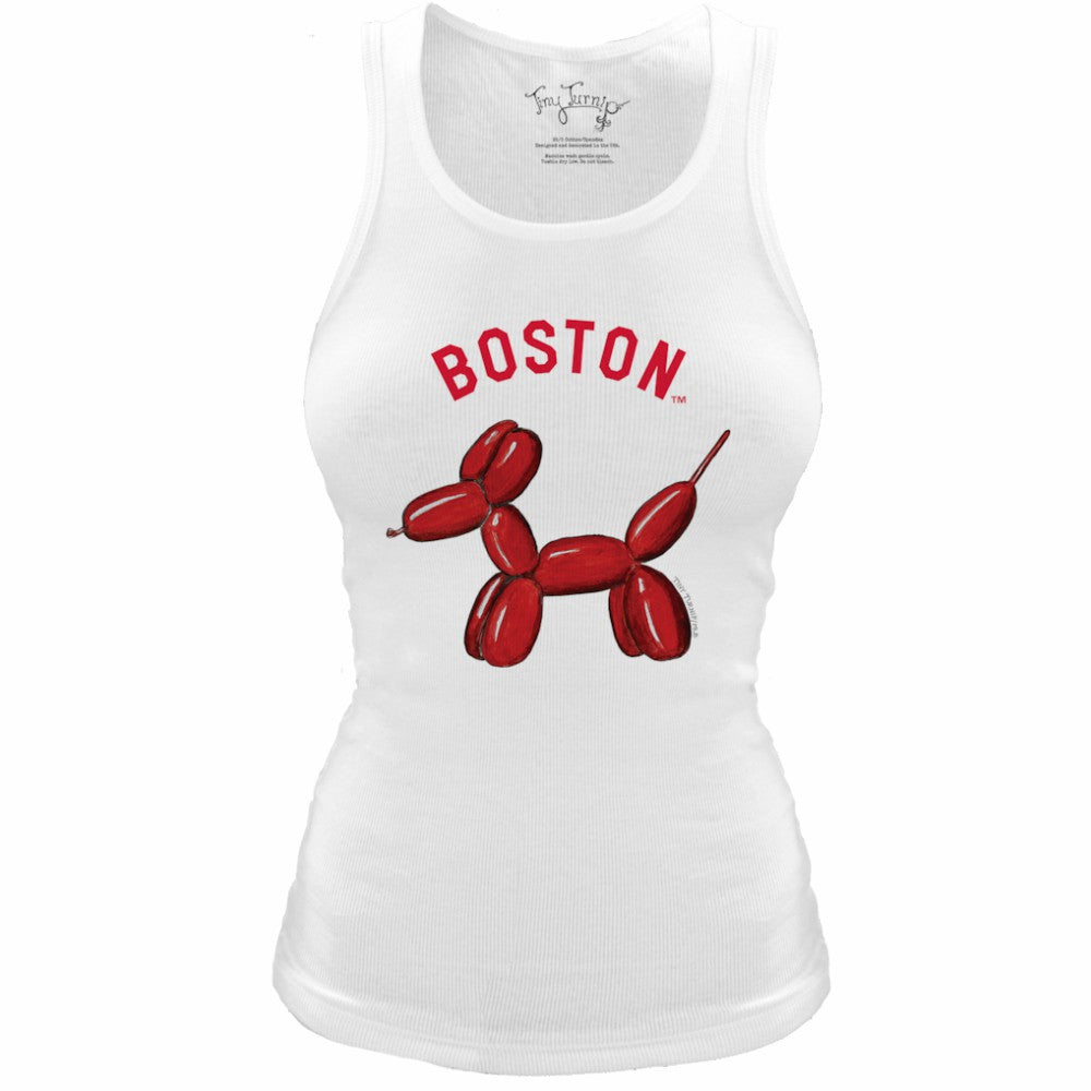 Boston Red Sox Tiny Turnip Women's Fitted Balloon Dog Tri-Blend Tank Top - White
