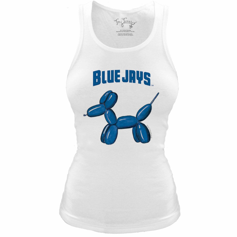 Toronto Blue Jays Tiny Turnip Women's Fitted Balloon Dog Tri-Blend Tank Top - White