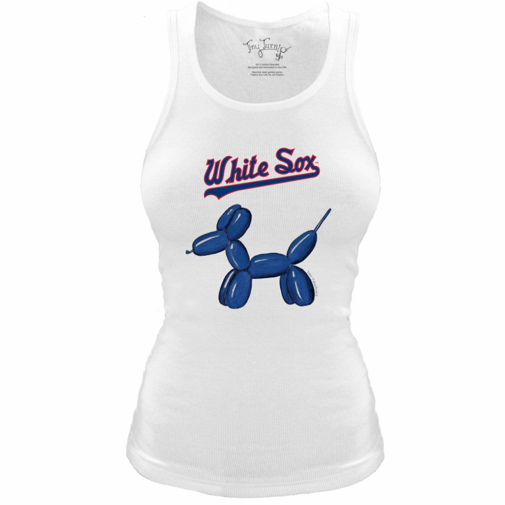 Chicago White Sox Tiny Turnip Women's Fitted Balloon Dog Tri-Blend Tank Top - White