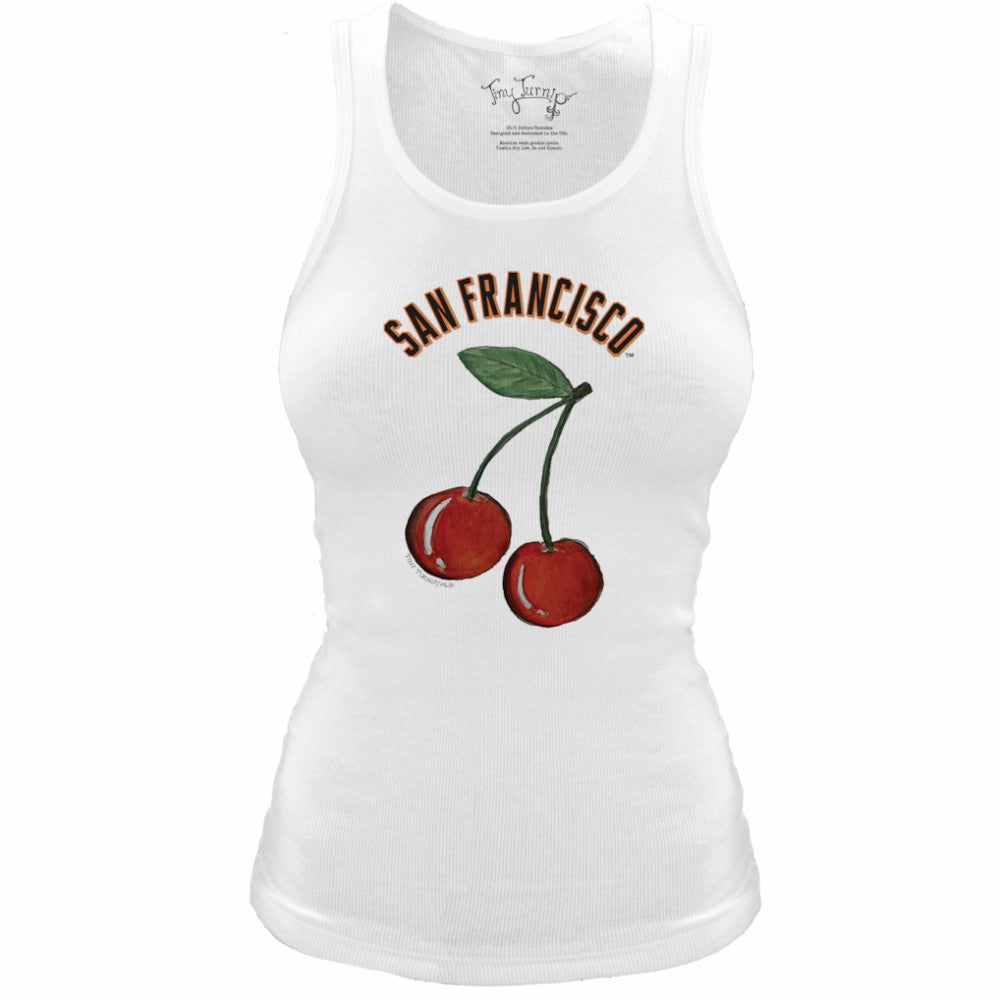 San Francisco Giants Tiny Turnip Women's Fitted Cherries Tri-Blend Tank Top - White